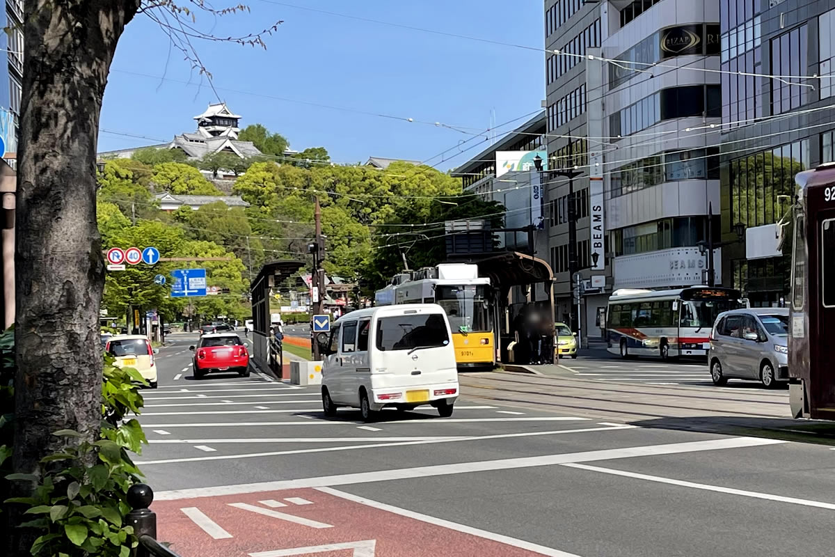 手取本町・通町筋の熊本城撮影スポット