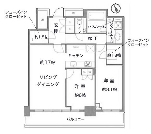 ザ・タワー横浜北仲2LDK間取り